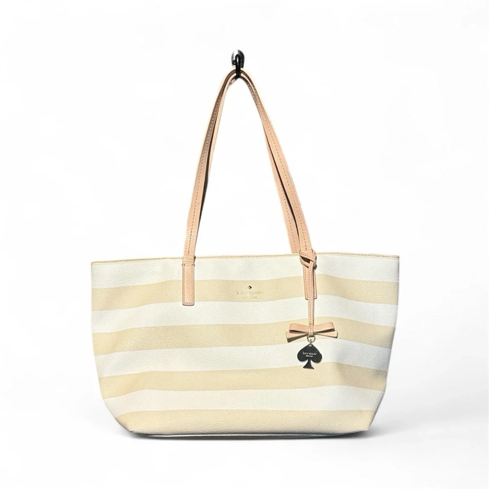 💚❤️Kate Spade Striped Leather Tote Bag Purse